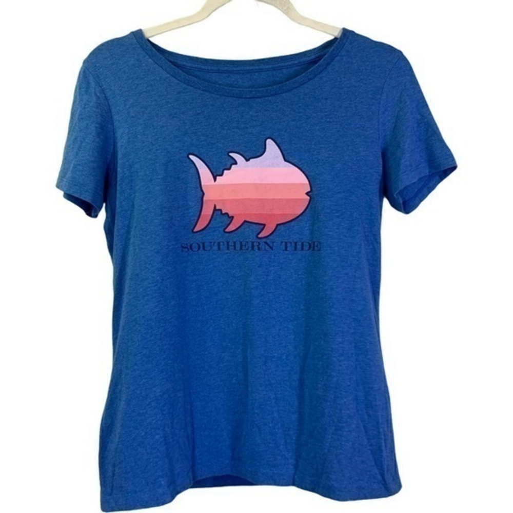 SOUTHERN TIDE Blue & Pink‎ Fish Graphic T-Shirt